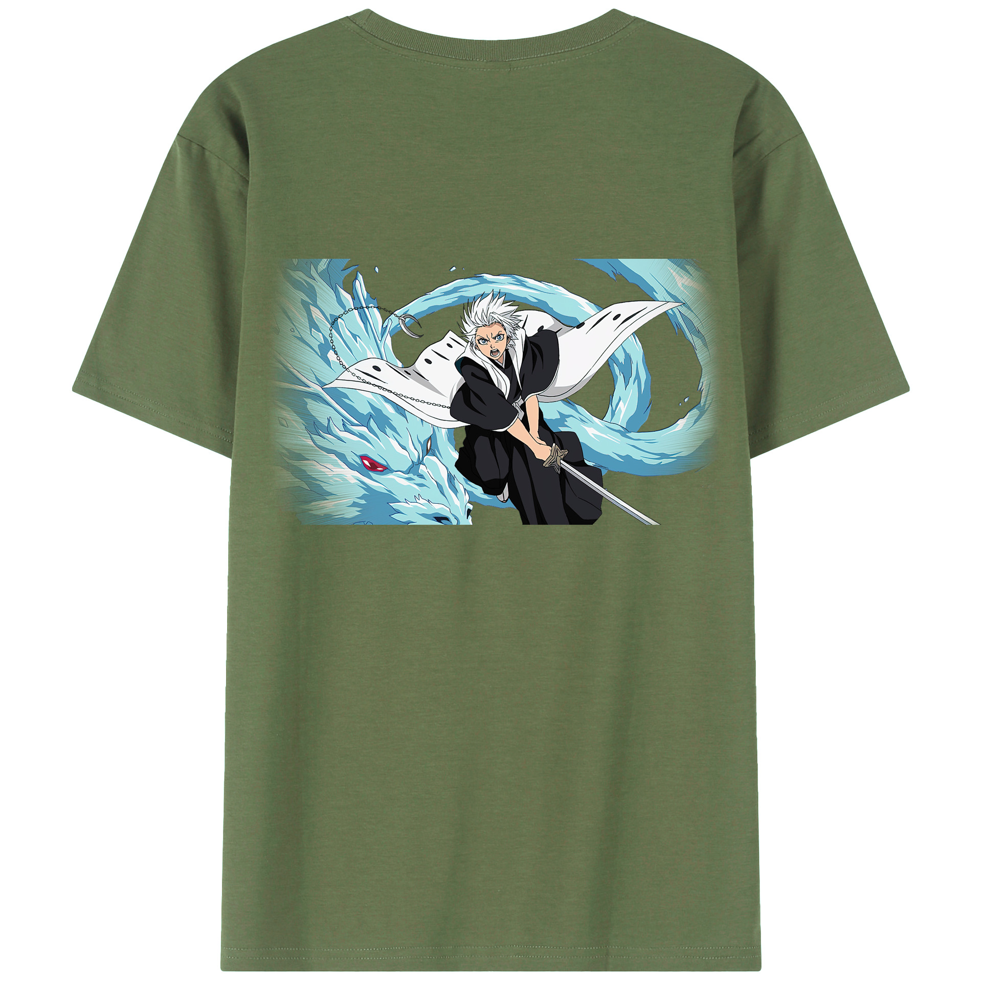 （画像用） ブリーチ 日番谷冬獅郎（ひつがや とうしろう） BLEACH Hitsugaya Toushirou 綿100％ メンズ半袖Tシャツ（バックプリント） 通気性
